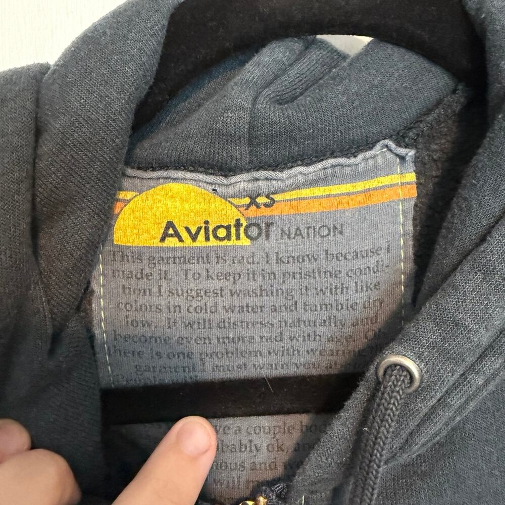 Aviator Nation Bolt Hoodie Womens Gray Full Zip Gold Lightning Rainbow Logo - Picture 5 of 6